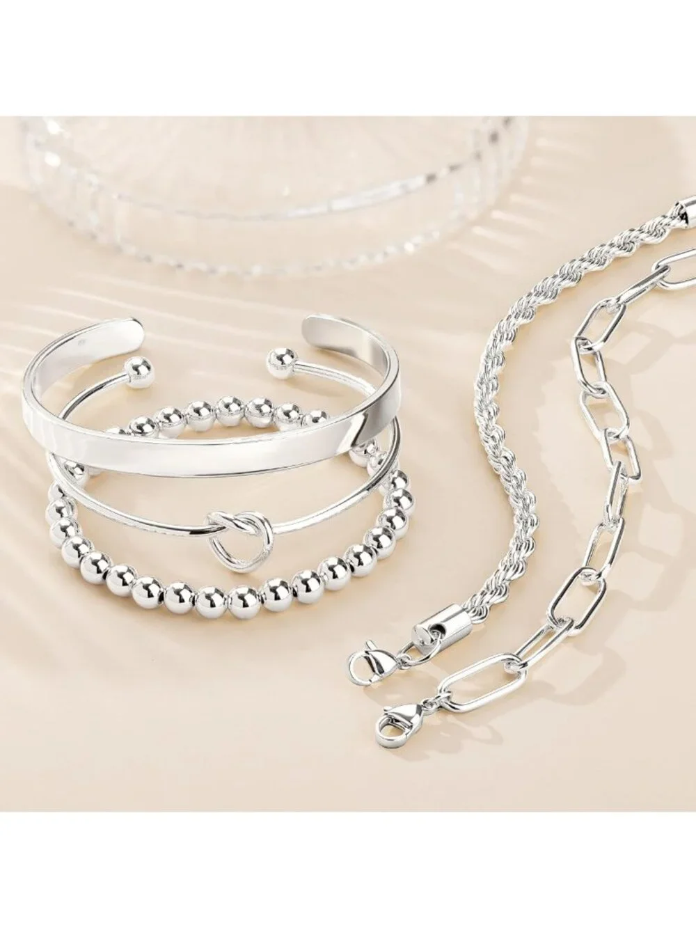 Trendy Gold Bracelet Set for Women - Waterproof, Non-Tarnish Stackable Bangles